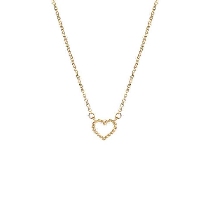 14K Gold Beaded Open Heart Necklace 14K - Adina Eden's Jewels