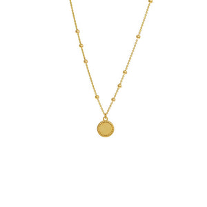 14K Gold Tiny Engraveable Medallion Ball Chain Necklace 14K - Adina Eden's Jewels