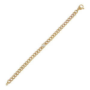14K Gold Diamond Bezel X Cuban Link Bracelet 14K - Adina Eden's Jewels