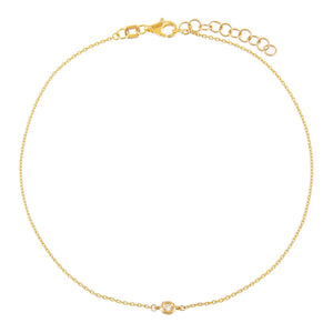 14K Gold Tiny Diamond Bezel Anklet 14K - Adina Eden's Jewels