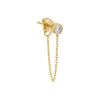 14K Gold / Single Solitaire Bezel Chain Front Back Stud Earring 14K - Adina Eden's Jewels