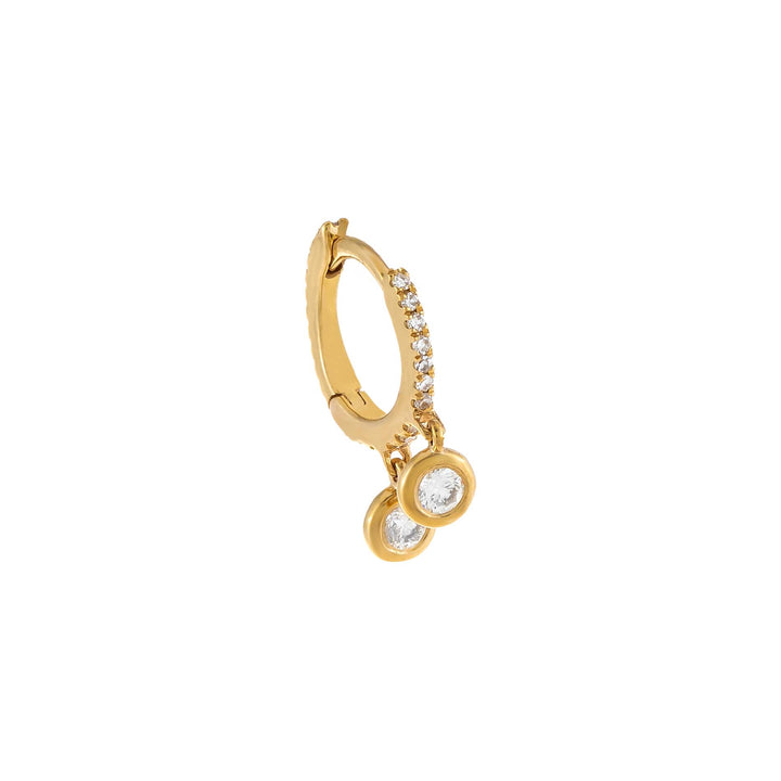 14K Gold / Single Diamond Multi Dangling Bezel Huggie Earring 14K - Adina Eden's Jewels