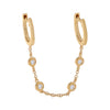 14K Gold / Single Double Diamond Bezel Chain Huggie Earring 14K - Adina Eden's Jewels