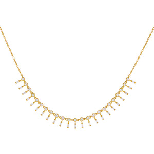 14K Gold Diamond Bezel X Baguette Dangle Necklace 14K - Adina Eden's Jewels