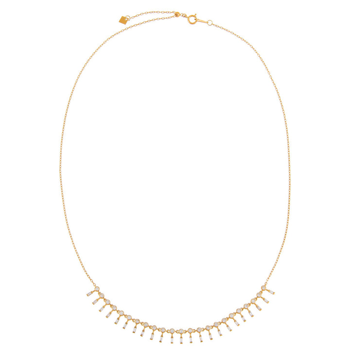  Diamond Bezel X Baguette Dangle Necklace 14K - Adina Eden's Jewels