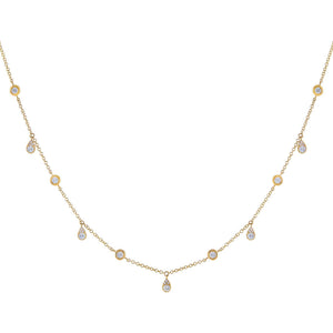 14K Gold Diamond Bezel X Teardrop Dangling Necklace 14K - Adina Eden's Jewels