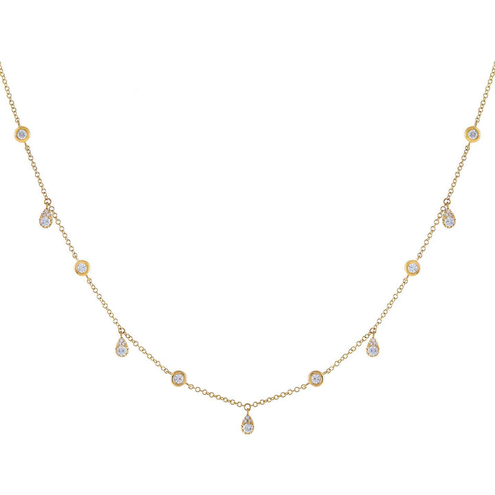 14K Gold Diamond Bezel X Teardrop Dangling Necklace 14K - Adina Eden's Jewels