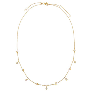  Diamond Bezel X Teardrop Dangling Necklace 14K - Adina Eden's Jewels