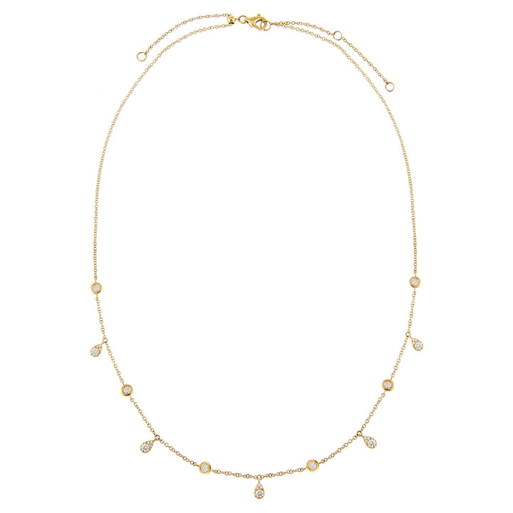  Diamond Bezel X Teardrop Dangling Necklace 14K - Adina Eden's Jewels