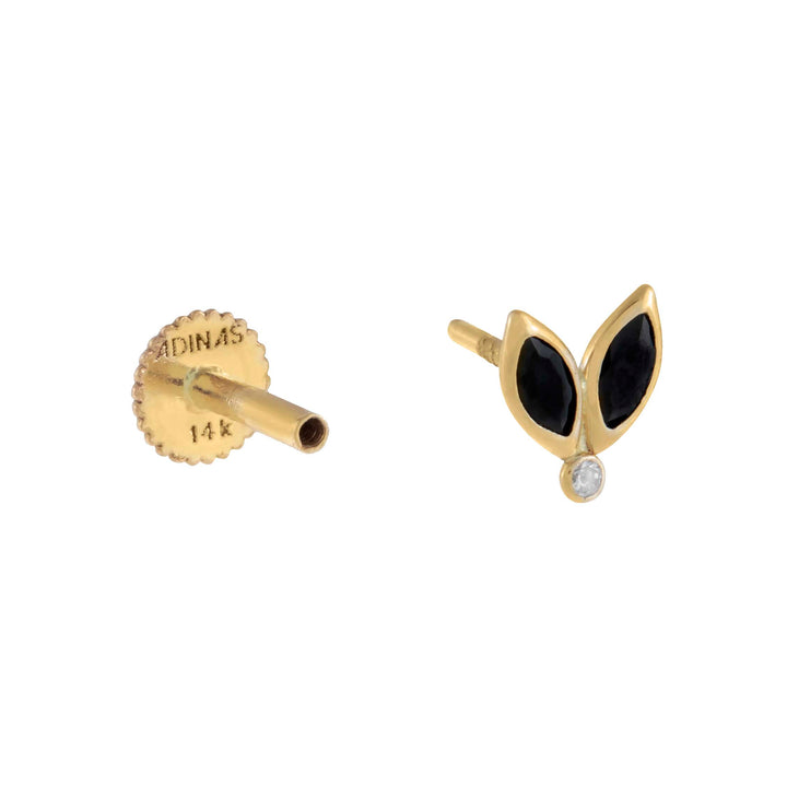  Tiny Onyx Marquise Threaded Stud Earring 14K - Adina Eden's Jewels