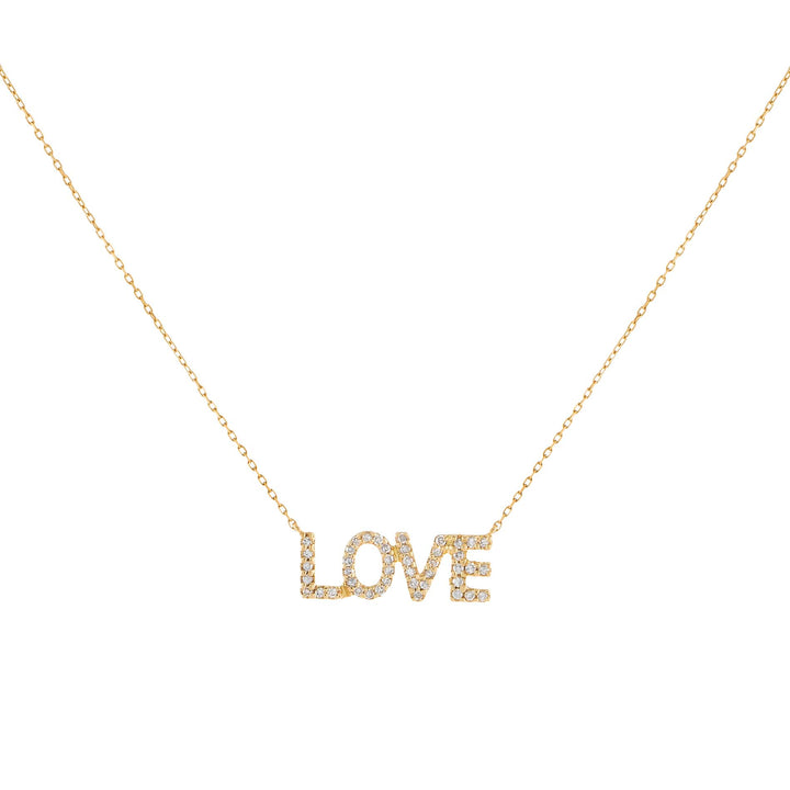 14K Gold Diamond Love Nameplate Necklace 14K - Adina Eden's Jewels