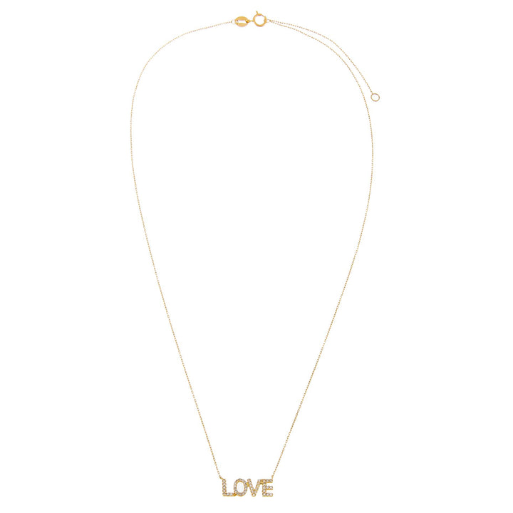  Diamond Love Nameplate Necklace 14K - Adina Eden's Jewels