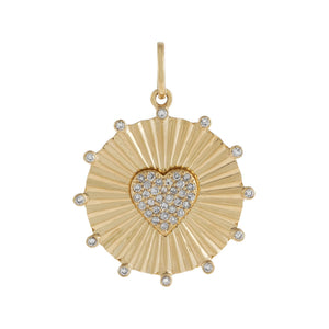 14K Gold Diamond Heart Coin Charm 14K - Adina Eden's Jewels