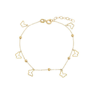 14K Gold Dangling Open Butteflies Charm Bracelet 14K - Adina Eden's Jewels