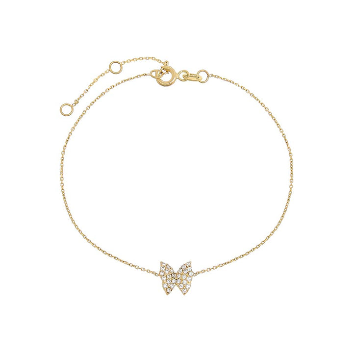 14K Gold CZ Pavé Butterfly Bracelet 14K - Adina Eden's Jewels