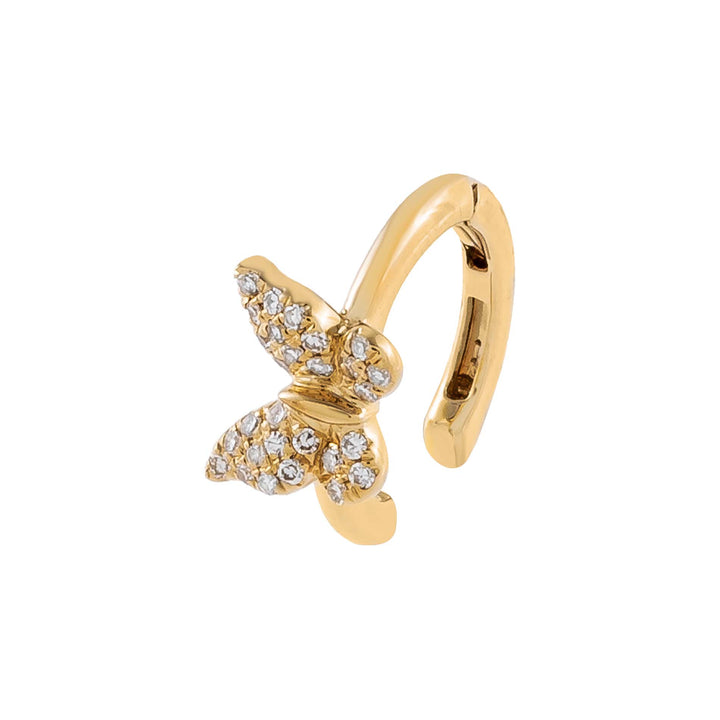 14K Gold / Single Diamond Butterfly Ear Cuff 14K - Adina Eden's Jewels