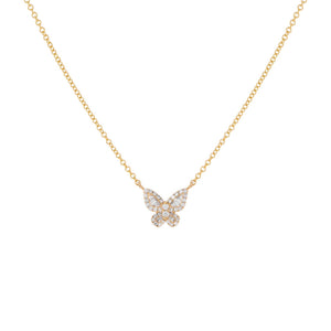 14K Gold Diamond Baguette Butterfly Necklace 14K - Adina Eden's Jewels