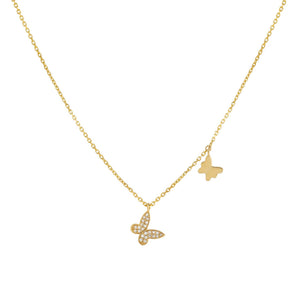 14K Gold Diamond X Solid Butterfly Necklace 14K - Adina Eden's Jewels