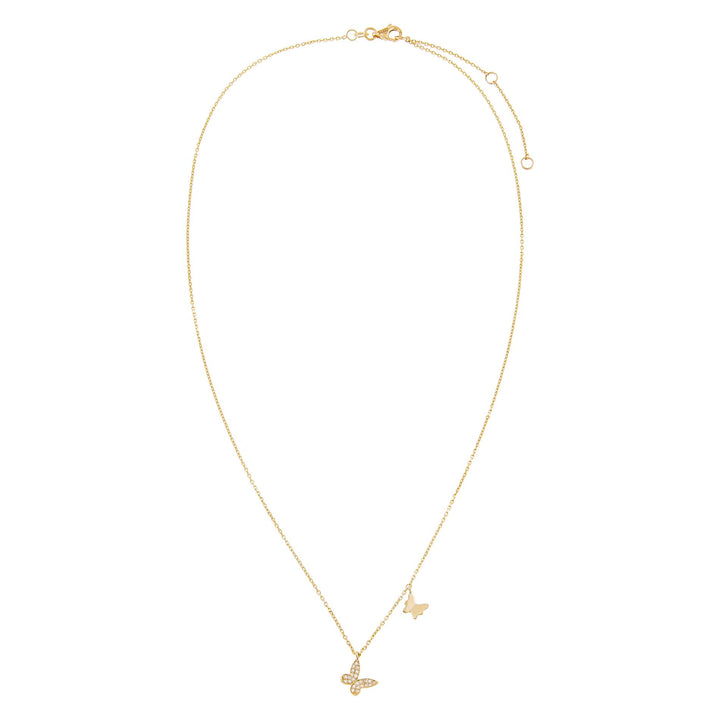  Diamond X Solid Butterfly Necklace 14K - Adina Eden's Jewels