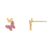 Sapphire Pink Colored Pavé x Solid Butterfly Stud - Adina Eden's Jewels