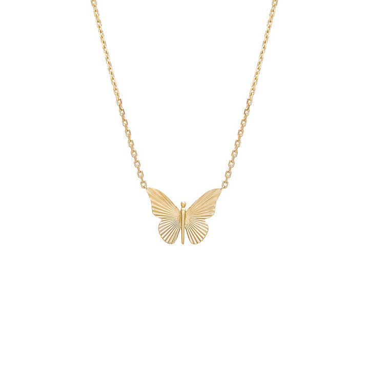14K Gold Ridged Butterfly Necklace 14K - Adina Eden's Jewels