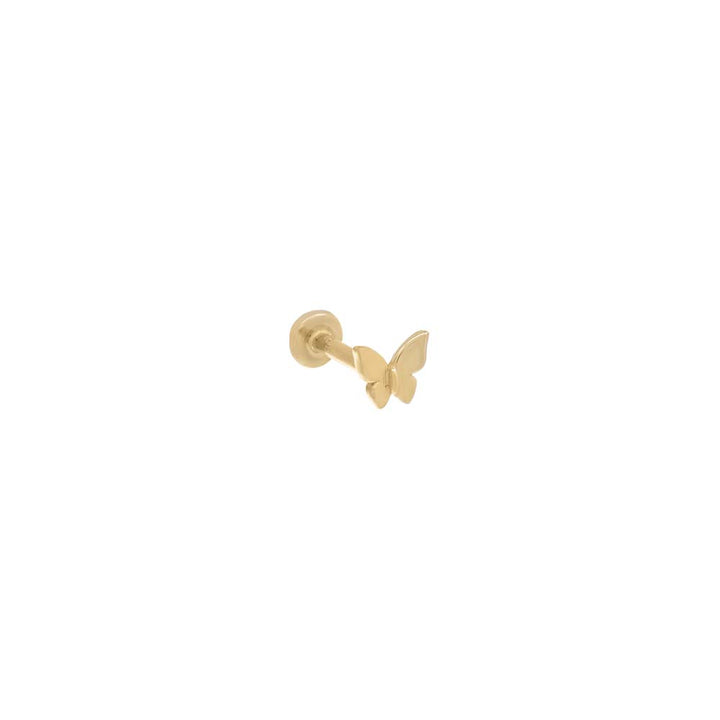14K Gold Solid Butterfly Threaded Stud Earring 14K - Adina Eden's Jewels