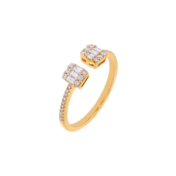 14K Gold Diamond Illusion Baguette Adjustable Ring 14K - Adina Eden's Jewels