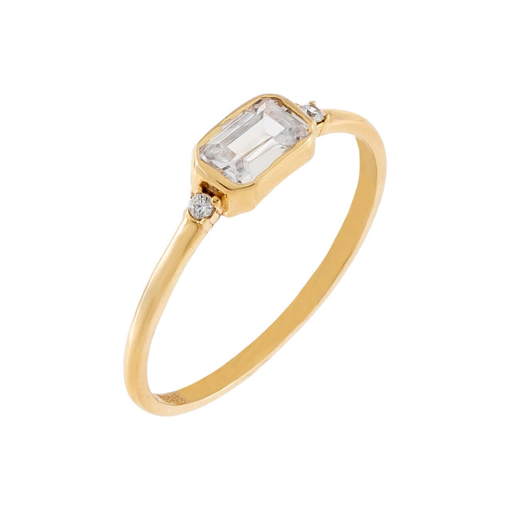 14K Gold / 7 CZ Emerald Dainty Ring 14K - Adina Eden's Jewels