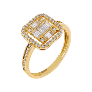 14K Gold / 6 CZ Illusion Baguette Ring 14K - Adina Eden's Jewels