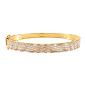 14K Gold Diamond Extra Wide Bangle 14K - Adina Eden's Jewels