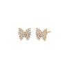 14K Gold / Pair CZ Pave Butterfly Stud Earring 14K - Adina Eden's Jewels