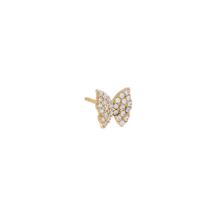 14K Gold / Single CZ Pave Butterfly Stud Earring 14K - Adina Eden's Jewels