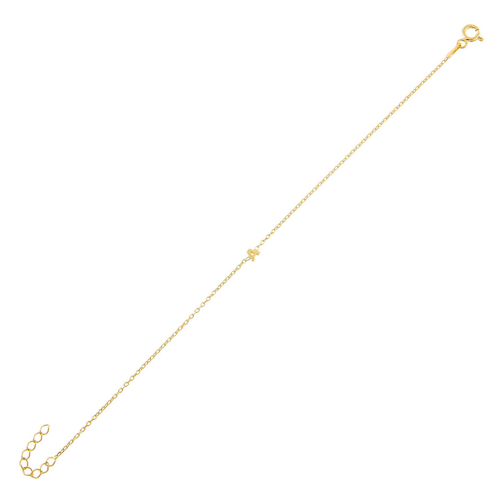 Gold / A Tiny Solid Uppercase Initial Bracelet - Adina Eden's Jewels