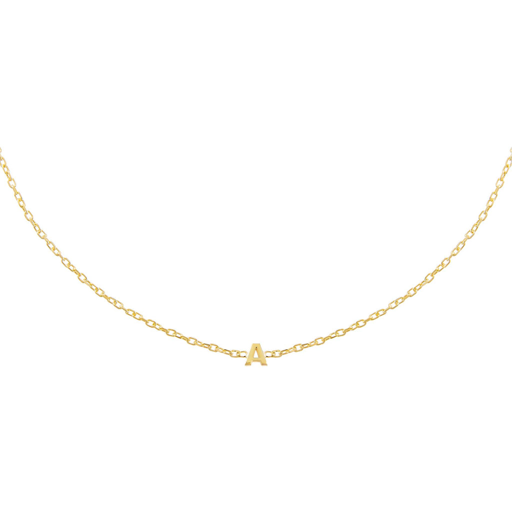 Gold / F Tiny Solid Uppercase Initial Choker - Adina Eden's Jewels