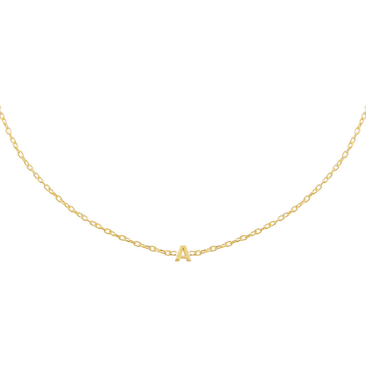Gold / F Tiny Solid Uppercase Initial Choker - Adina Eden's Jewels