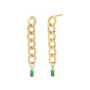 14K Gold / Pair Colored Baguette Cuban Link Drop Stud Earring 14K - Adina Eden's Jewels
