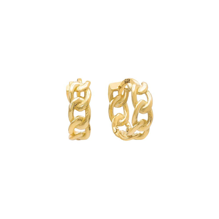14K Gold Baby Curb Link Huggie Earring 14K - Adina Eden's Jewels