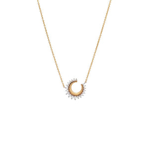 14K Gold Diamond 3 Prong Half Circle Pendant Necklace 14K - Adina Eden's Jewels