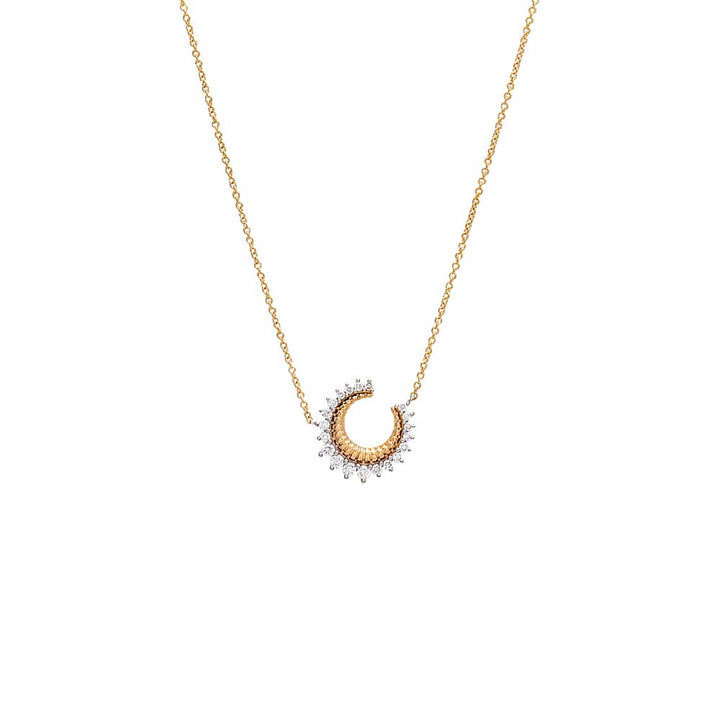 14K Gold Diamond 3 Prong Half Circle Pendant Necklace 14K - Adina Eden's Jewels