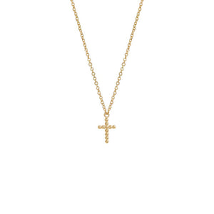 14K Gold Beaded Cross Necklace 14K - Adina Eden's Jewels