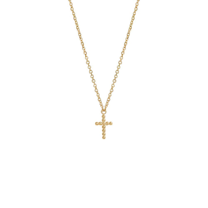 14K Gold Beaded Cross Necklace 14K - Adina Eden's Jewels
