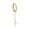 14K Gold / Single Diamond Cross Chain Huggie Earring 14K - Adina Eden's Jewels