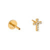  Diamond Cross Threaded Stud Earring 14K - Adina Eden's Jewels