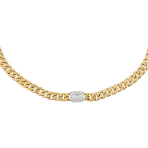14K Gold Diamond Illusion X Miami Cuban Link Choker 14K - Adina Eden's Jewels