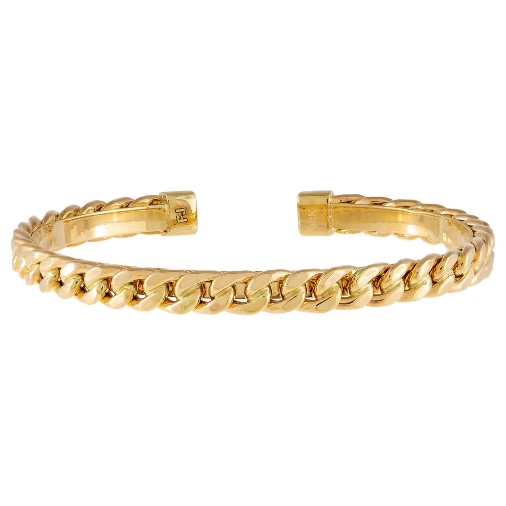 14K Gold Cuban Chain Bangle 14K - Adina Eden's Jewels