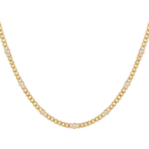 14K Gold Diamond Bezel Cuban Necklace 14K - Adina Eden's Jewels