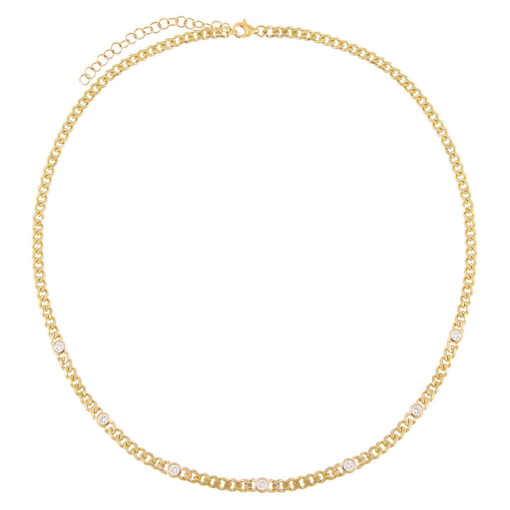 Diamond Bezel Cuban Necklace 14K - Adina Eden's Jewels