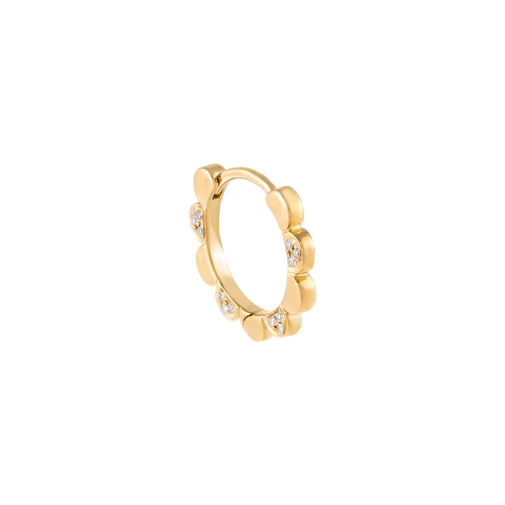 14K Gold / Single Diamond X Solid Flower Cartilage Huggie Earring 14K - Adina Eden's Jewels