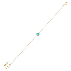 Turquoise Diamond X Turquoise Disc Bracelet 14K - Adina Eden's Jewels