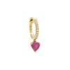14K Gold / Single Diamond Dangling Heart Huggie Earring 14K - Adina Eden's Jewels